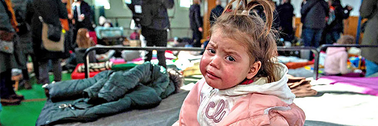 Young Ukrainian girl crying.
